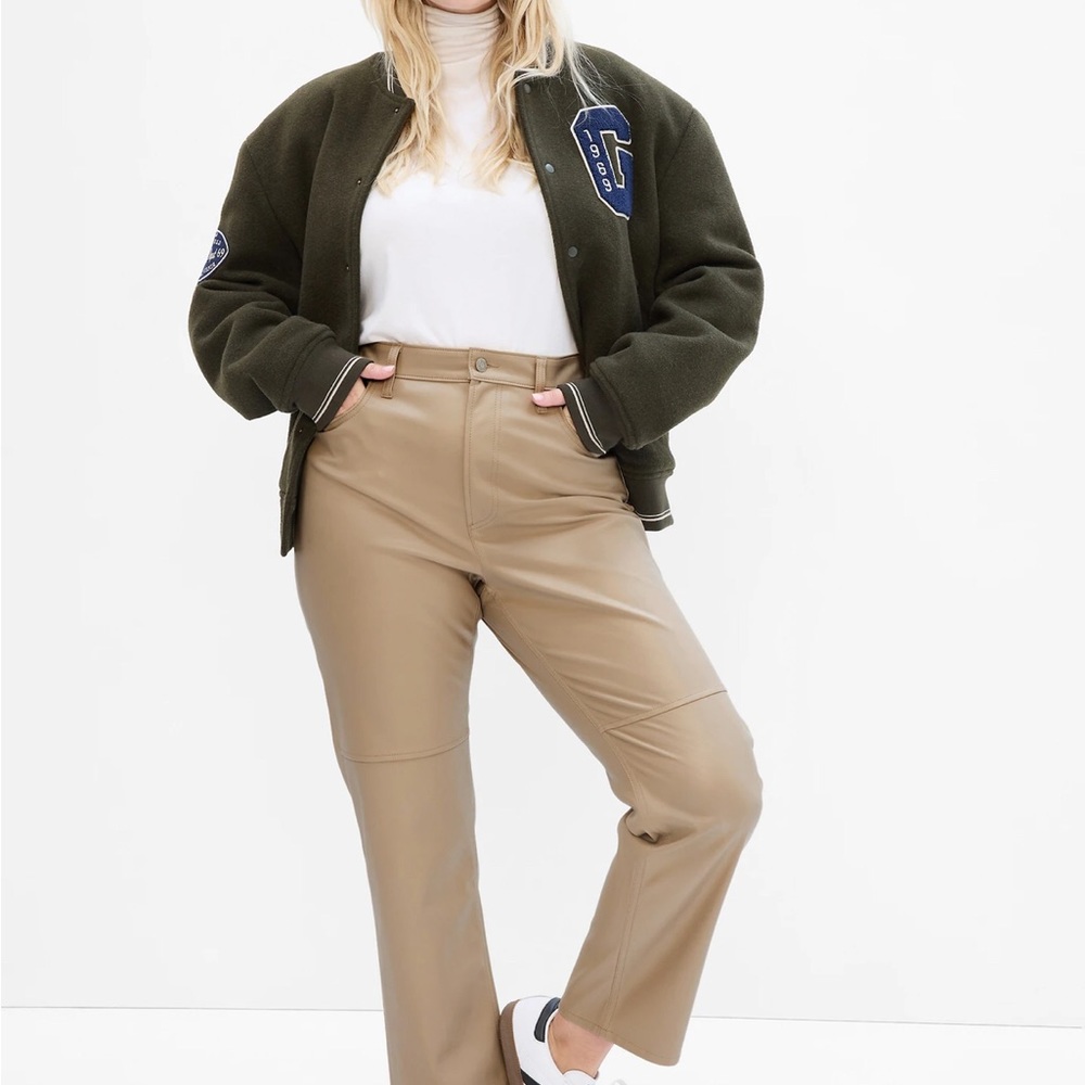 NWT Gap High Rise Faux Leather Cheeky Straight Jeans